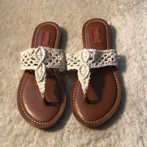 Cream crochet sandals